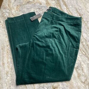 NWT Talbots Women “Heritage” Dark Green Straight Leg Velvet Pants plus size 24W